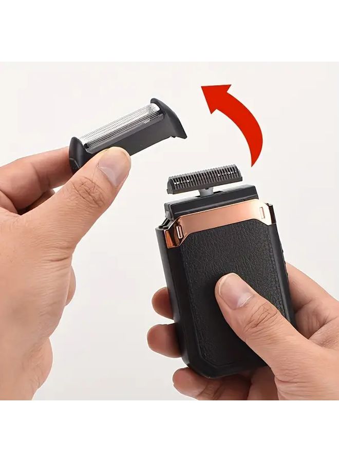 ماكينة حلاقة كهربائية سوداء للرجال، شحن سريع عبر USB-C، بدون سلك، ببطارية 600 مللي أمبير، شفرات دقيقة للحلاقة الناعمة، تصميم مضغوط للسفر خفيف الوزن، أداة العناية الشخصية للأب والزوج والمسافرين الدائمين. - Image 3