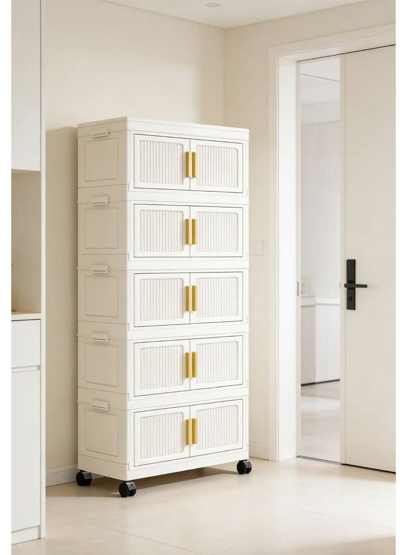 The 5-layer storage cabinet is foldable and does not require installation, suitable for storing clothes, toys, office supplies, etc. （60*25*125cm） - Image 2