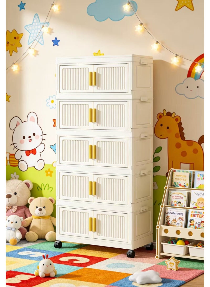The 5-layer storage cabinet is foldable and does not require installation, suitable for storing clothes, toys, office supplies, etc. （60*25*125cm） - Image 1