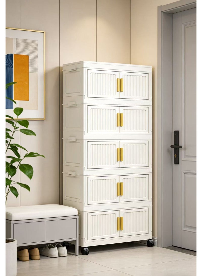 The 5-layer storage cabinet is foldable and does not require installation, suitable for storing clothes, toys, office supplies, etc. （60*25*125cm） - Image 4