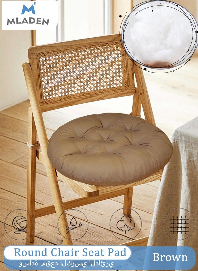 MLADEN Round Chair Seat Pad Thicken Chair Cushion Floor Seat Cushion Soft Chair Mat Tatami Plaid Style Pad for Dining Room Chairs Living Room Balcony Office All Chairs(Light Coffee) - Image 1