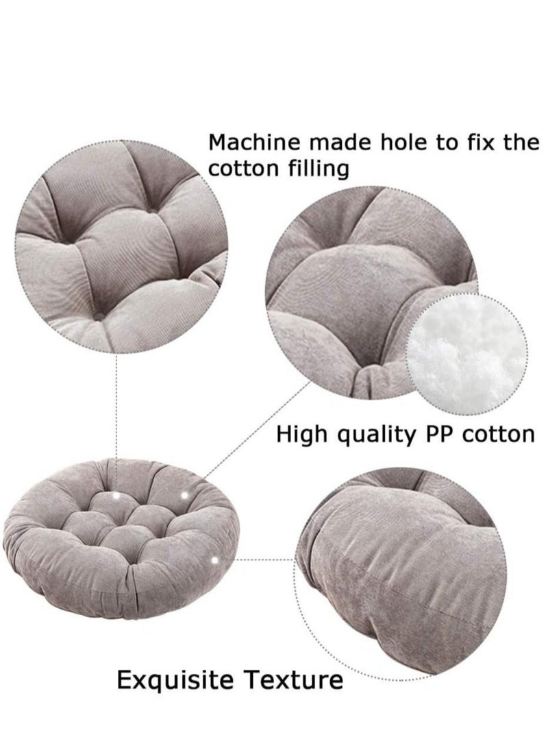 MLADEN Round Chair Seat Pad Thicken Chair Cushion Floor Seat Cushion Soft Chair Mat Tatami Plaid Style Pad for Dining Room Chairs Living Room Balcony Office All Chairs(Light Coffee) - Image 4