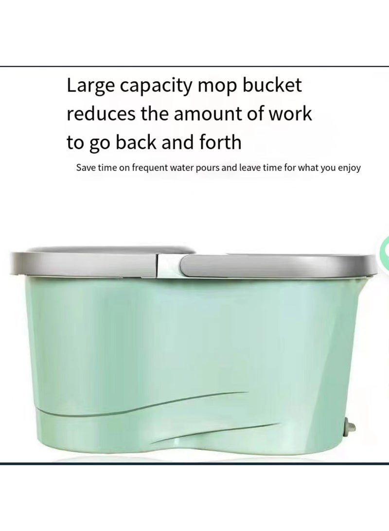 Rotating mop and bucket with twisted flower set, 360 ° rotating mop and bucket system, with dual cotton head replacement head and stainless steel adjustable handle, used for floor cleaning - Image 2