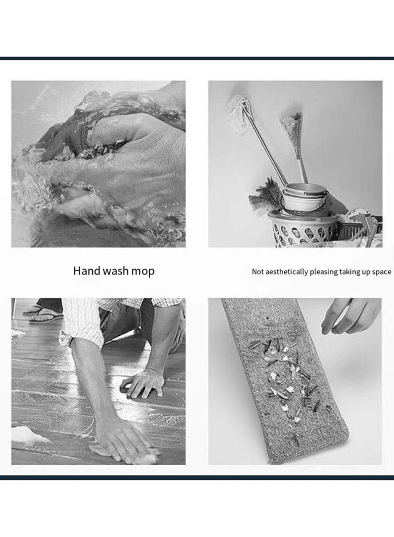 Rotating mop and bucket with twisted flower set, 360 ° rotating mop and bucket system, with dual cotton head replacement head and stainless steel adjustable handle, used for floor cleaning - Image 4