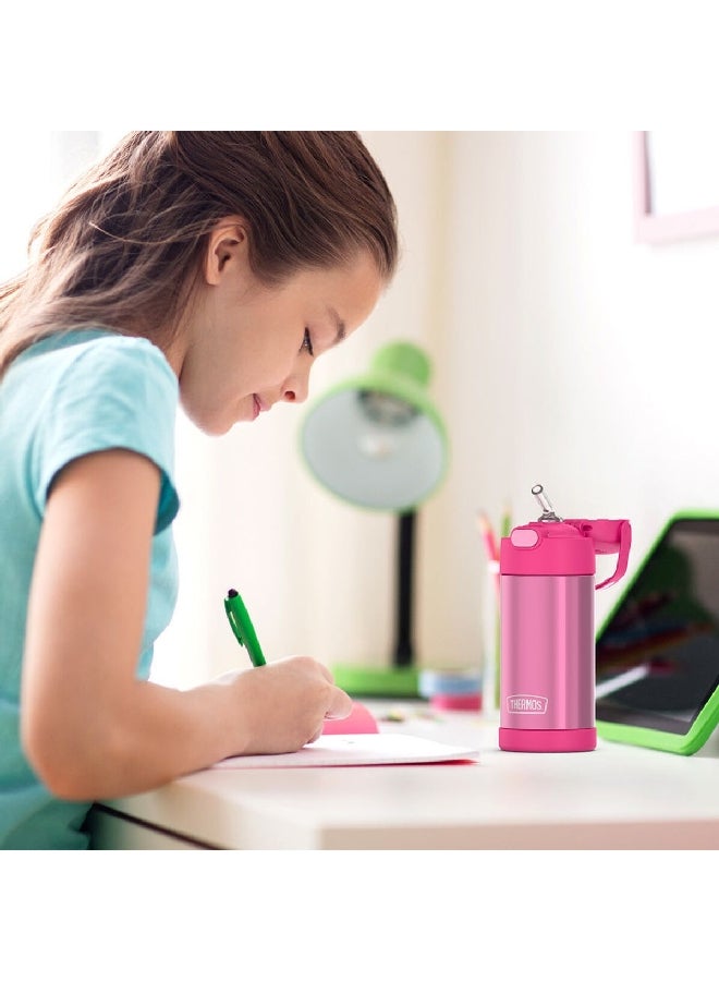 ترموس فنتينر زجاجة مياه من الستانلس ستيل معزولة بجدار مزدوج بلون وردي وبسعة 12 أونصة F4100PK6 - Image 5