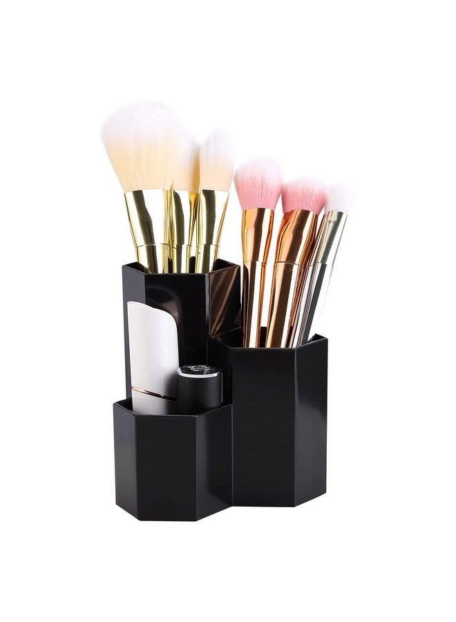 LoveBB Makeup Brush Holder Organizer, 3 Slot Plastic Cosmetics Brushes Pen Storage Solution, Black - Image 2