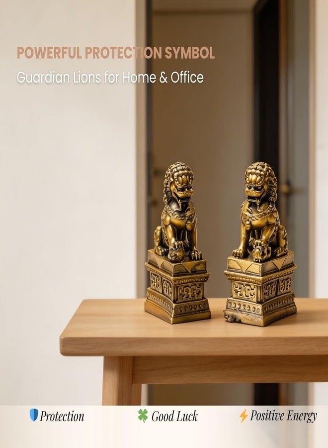 Plus Value Feng Shui Fu Dogs/Foo Dogs Imperial Guardian Lions Pair | Traditional Entrance & Home Office Décor Showpiece | Vastu & Feng Shui Styling for Housee, Shop & Workspace (Set of 2) - Image 2