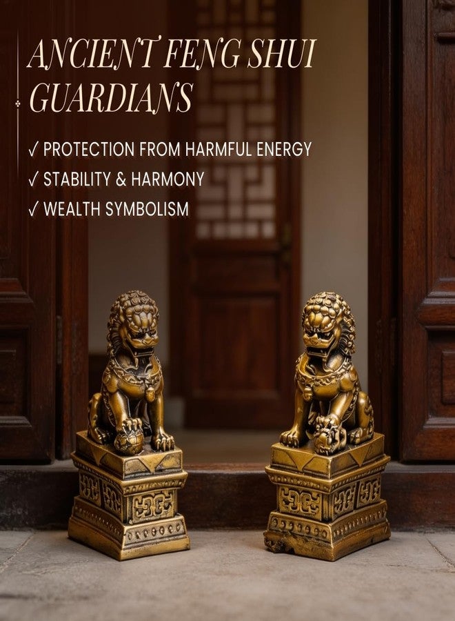 Plus Value Feng Shui Fu Dogs/Foo Dogs Imperial Guardian Lions Pair | Traditional Entrance & Home Office Décor Showpiece | Vastu & Feng Shui Styling for Housee, Shop & Workspace (Set of 2) - Image 4