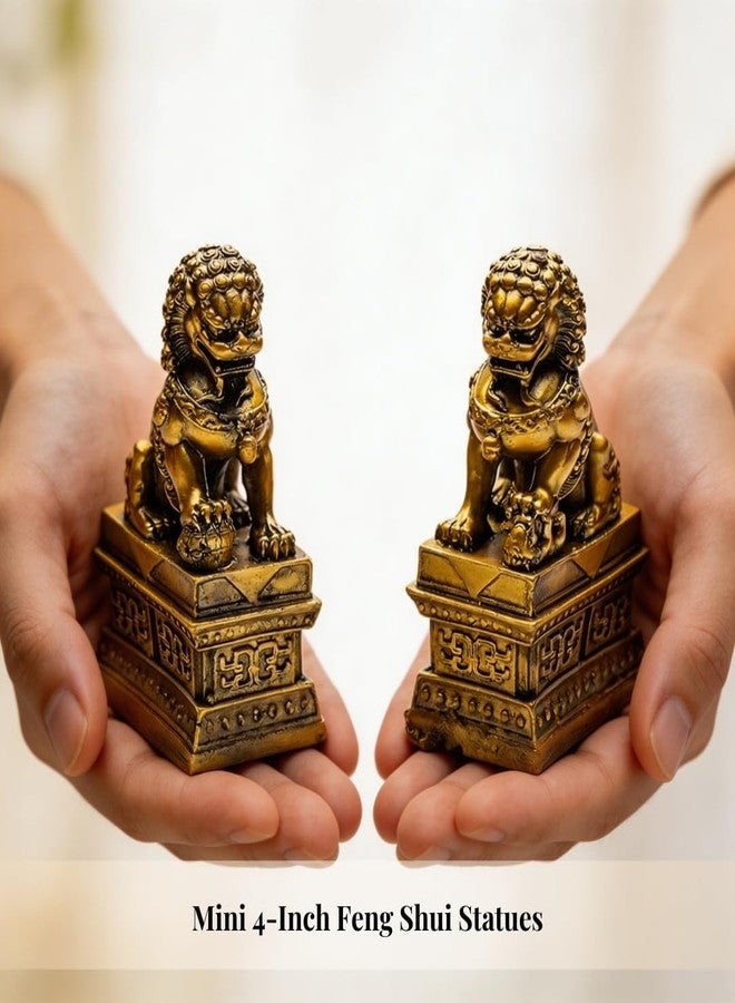Plus Value Feng Shui Fu Dogs/Foo Dogs Imperial Guardian Lions Pair | Traditional Entrance & Home Office Décor Showpiece | Vastu & Feng Shui Styling for Housee, Shop & Workspace (Set of 2) - Image 5