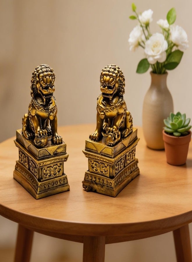 Plus Value Feng Shui Fu Dogs/Foo Dogs Imperial Guardian Lions Pair | Traditional Entrance & Home Office Décor Showpiece | Vastu & Feng Shui Styling for Housee, Shop & Workspace (Set of 2) - Image 1
