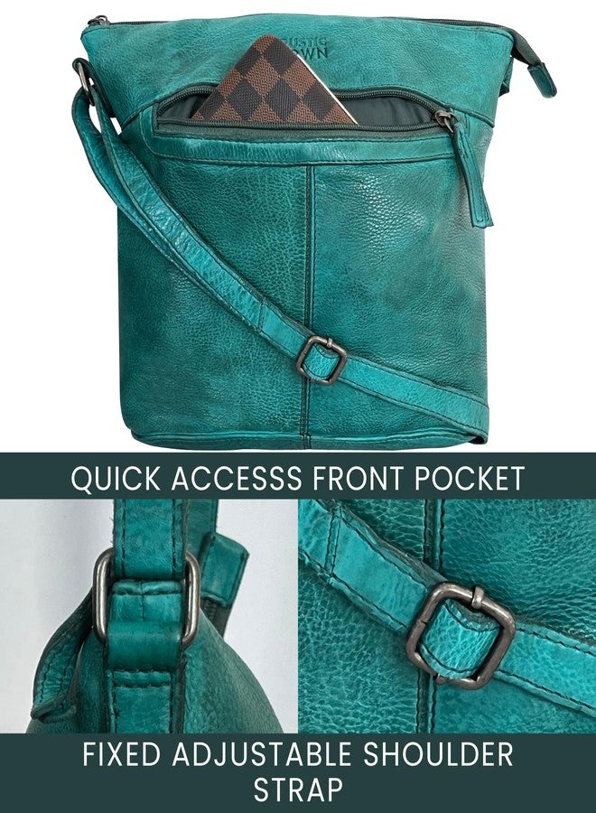 Rustic Town Leather Crossbody Bag for Women - Valentines Day Gifts for her Travel Shoulder Sling Purse - Vintage Boho Satchel for Girls (Green) - Image 5