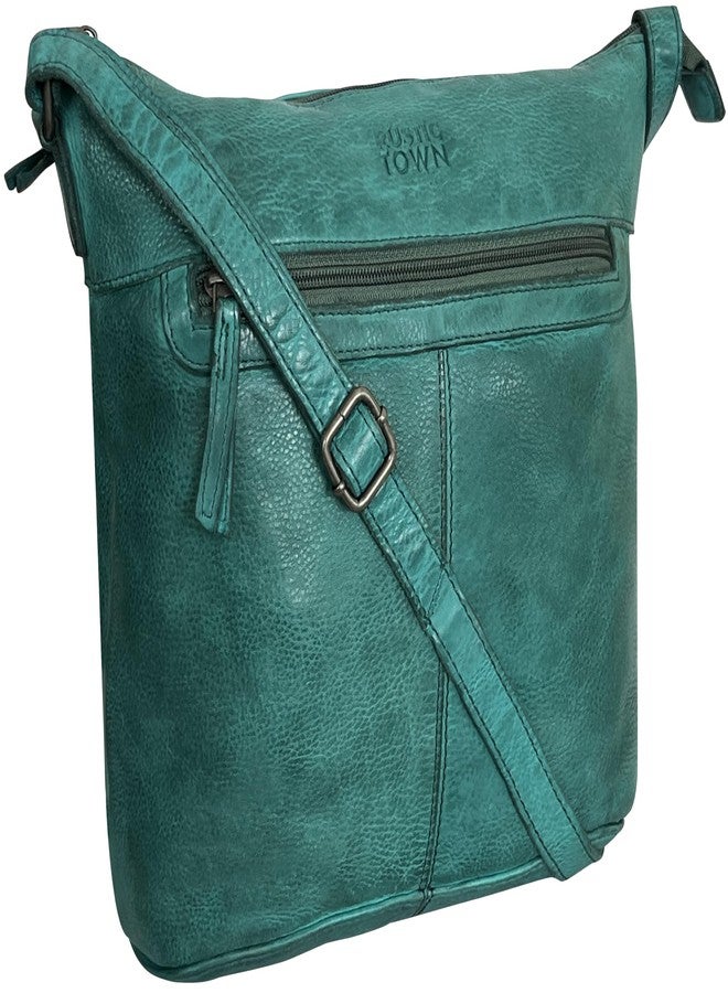 Rustic Town Leather Crossbody Bag for Women - Valentines Day Gifts for her Travel Shoulder Sling Purse - Vintage Boho Satchel for Girls (Green) - Image 1