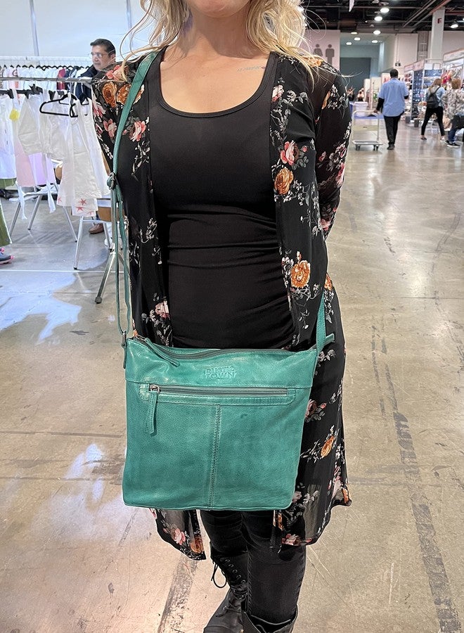 Rustic Town Leather Crossbody Bag for Women - Valentines Day Gifts for her Travel Shoulder Sling Purse - Vintage Boho Satchel for Girls (Green) - Image 2