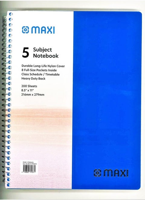 Maxi  5-Subject Notebook Spiral Binded