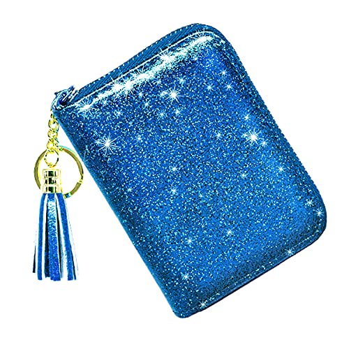 Coco Rossi Women's Small Credit Card Wallet RFID Cute Glitter Card Holder for Women, Navy Blue - Image 5