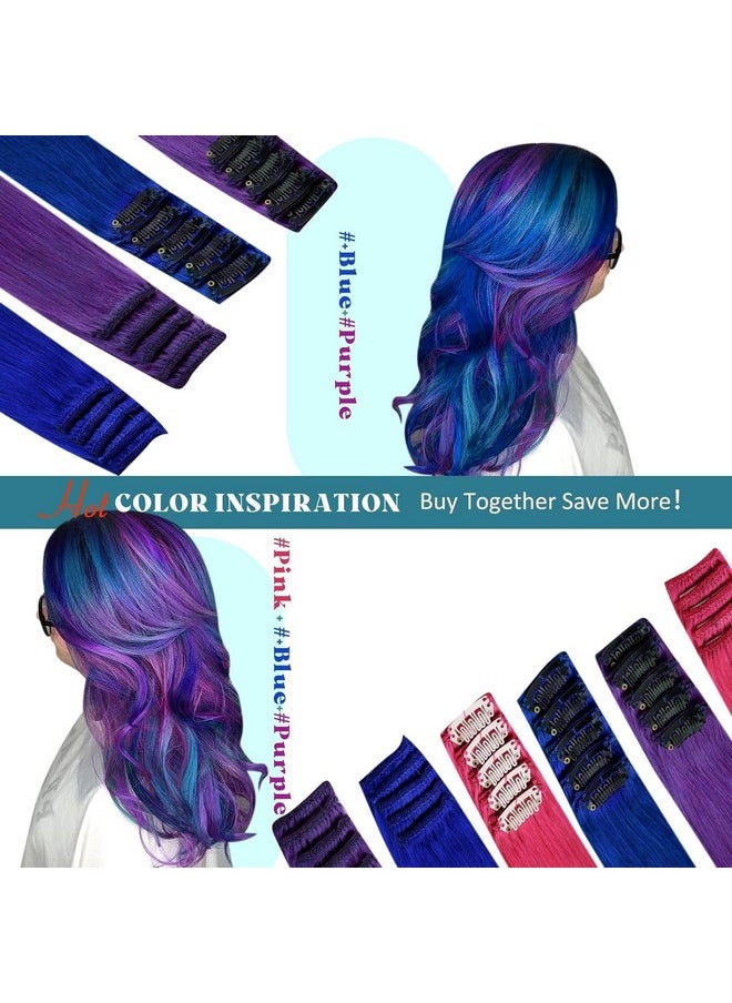 RUNATURE Purple Clip In Hair Extensions Human Hair Purple Hair Pieces 20 Inch Colored Clip In Extensions Purple Human Hair Extensions Clip Ins 25G 5Pcs  - Image 5