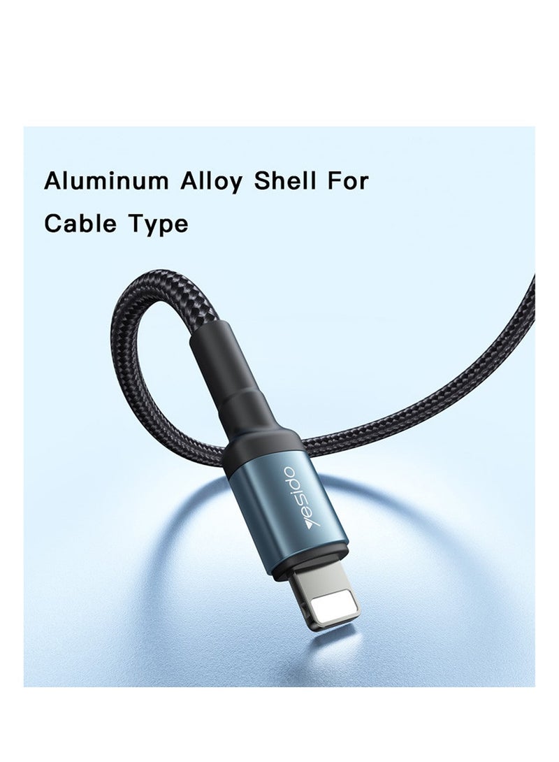 Yesido CA77 2M 20W Fast Charging Aluminum Alloy Nylon PD Type-C To Lighting For iPhone Data Cable Black - Image 2