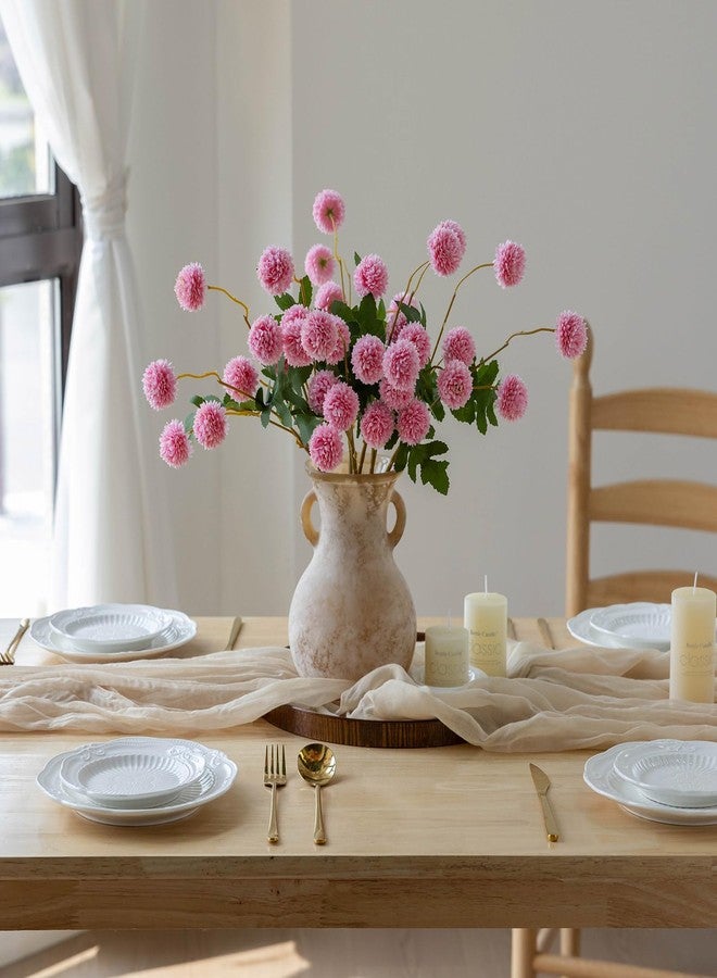 mizii 6Pcs Pink Fake Silk Pompon Mum Artificial Flowers Bulk Small Faux Chrysanthemums with Stems Realistic Floral Decorations for Wedding DIY Bouquet Centerpieces Shower Vase Home Decor (Pink) - Image 3