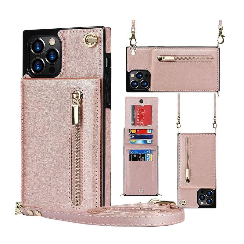 غطاء واقي | مقاوم للصدمات | وردي | مقاوم للصدمات لـ iPhone 13 | PU حامل بطاقات - Image 5