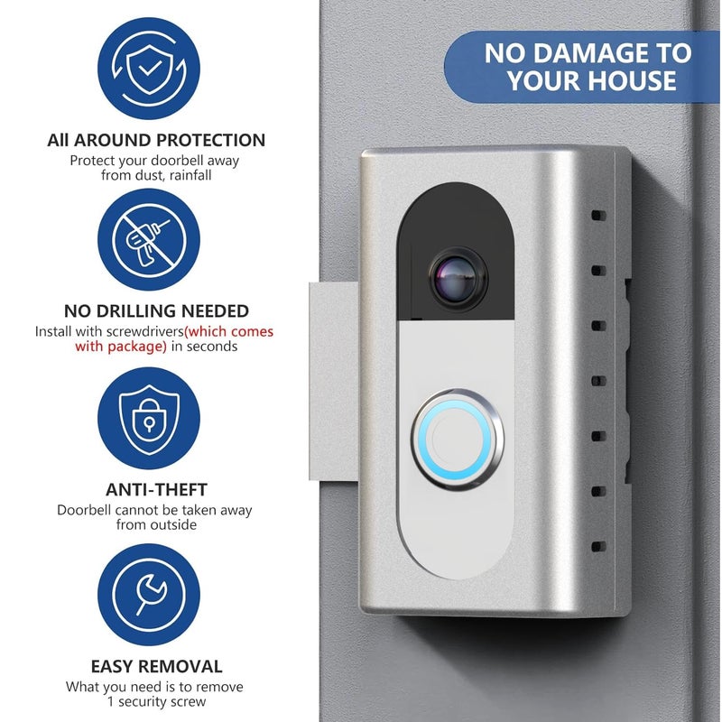 KIMILAR Anti-Theft Video Doorbell Mount Compatible with Ring/Blink Wireless Video Doorbell, Adjustable Mounting Bracket Accessories for Houses, Apartments, Businesses, Not for Security Door - Image 4