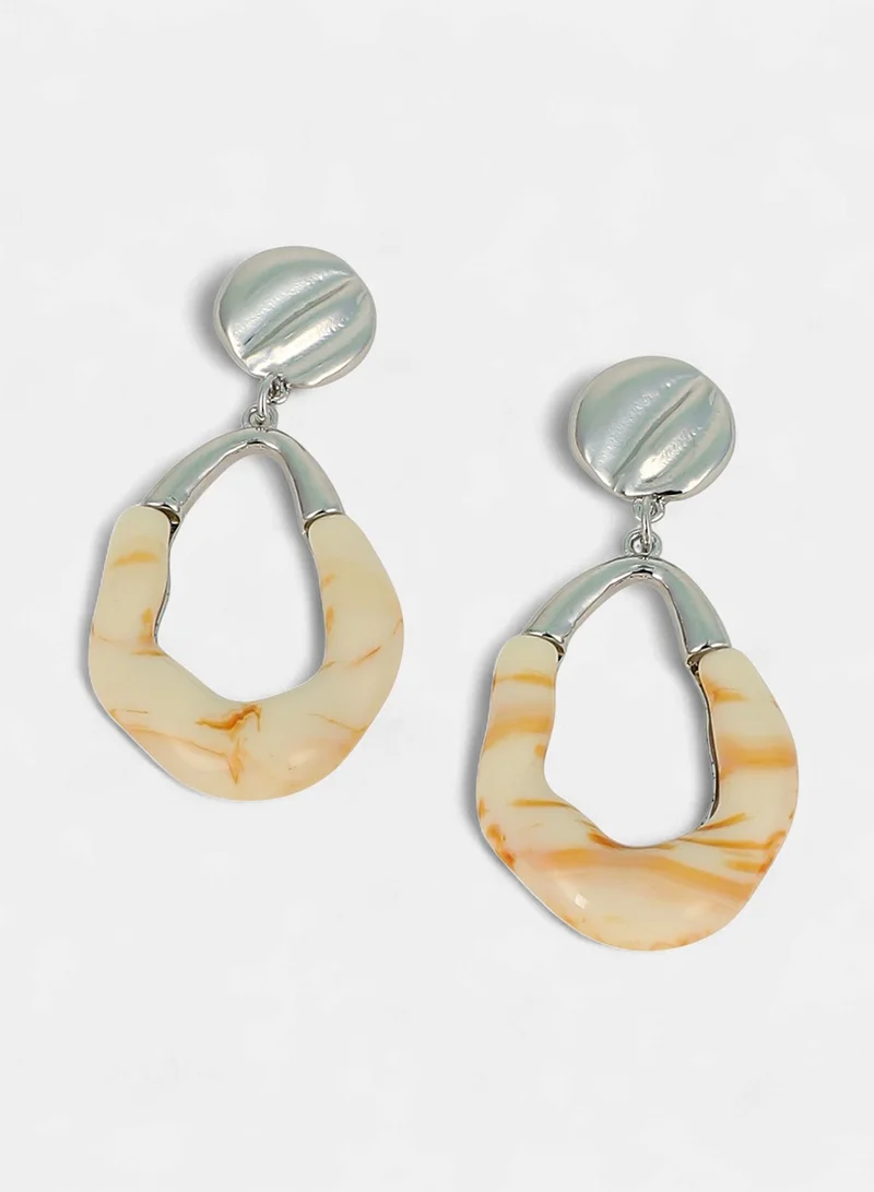 SOHI SOHI Women The Calacatta Drop Earrings | Chrome  Colour | One-Size | Metallic Acrylic & Alloy Material | Push Back Closure | Earrings For Casual & Evening Wear