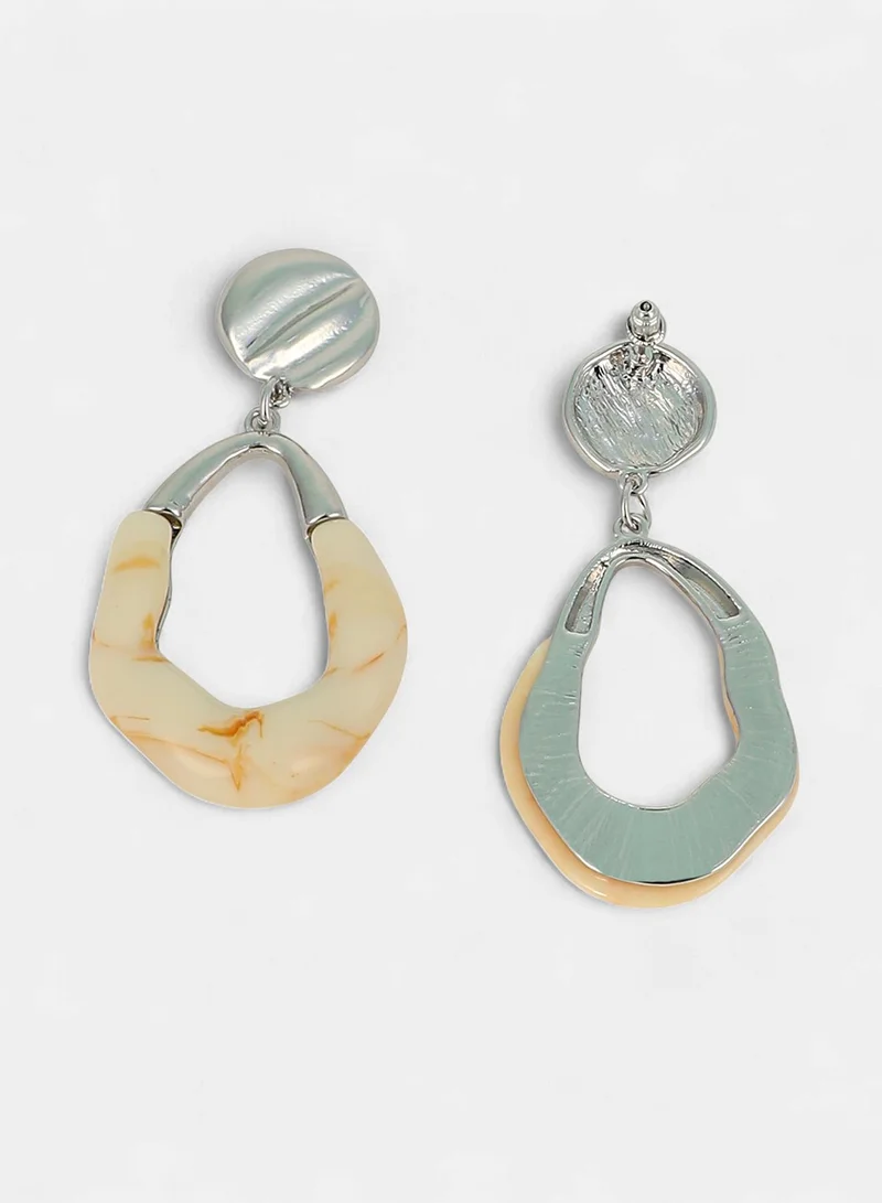 SOHI SOHI Women The Calacatta Drop Earrings | Chrome  Colour | One-Size | Metallic Acrylic & Alloy Material | Push Back Closure | Earrings For Casual & Evening Wear