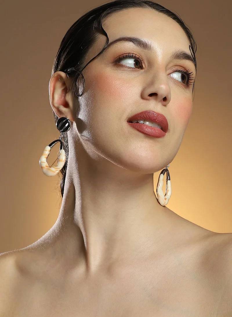 SOHI SOHI Women The Calacatta Drop Earrings | Chrome  Colour | One-Size | Metallic Acrylic & Alloy Material | Push Back Closure | Earrings For Casual & Evening Wear