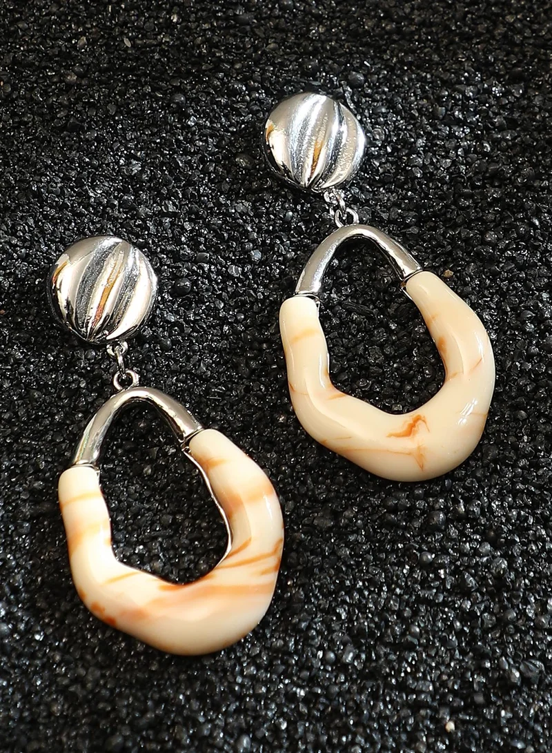 SOHI SOHI Women The Calacatta Drop Earrings | Chrome  Colour | One-Size | Metallic Acrylic & Alloy Material | Push Back Closure | Earrings For Casual & Evening Wear