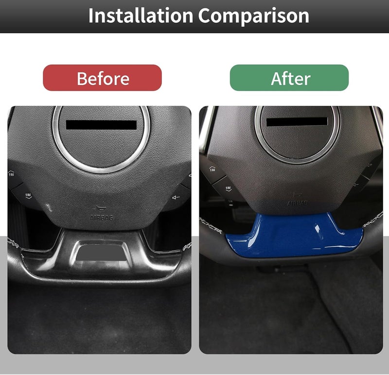 CheroCar Globally popular elegant design for Chevrolet Camaro Steering Button Frame Interior Trim Control Button Frame Decoration Cover for Chevry Camaro 2017-2026 Tape-On Car Custom Accent Interior Accessories(Blue) Tight fitted parts - Image 5