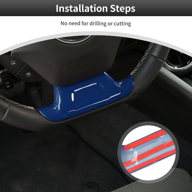 CheroCar Globally popular elegant design for Chevrolet Camaro Steering Button Frame Interior Trim Control Button Frame Decoration Cover for Chevry Camaro 2017-2026 Tape-On Car Custom Accent Interior Accessories(Blue) Tight fitted parts - Image 4