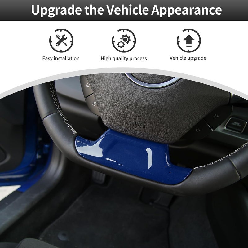 CheroCar Globally popular elegant design for Chevrolet Camaro Steering Button Frame Interior Trim Control Button Frame Decoration Cover for Chevry Camaro 2017-2026 Tape-On Car Custom Accent Interior Accessories(Blue) Tight fitted parts - Image 3