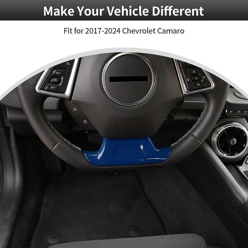 CheroCar Globally popular elegant design for Chevrolet Camaro Steering Button Frame Interior Trim Control Button Frame Decoration Cover for Chevry Camaro 2017-2026 Tape-On Car Custom Accent Interior Accessories(Blue) Tight fitted parts - Image 2