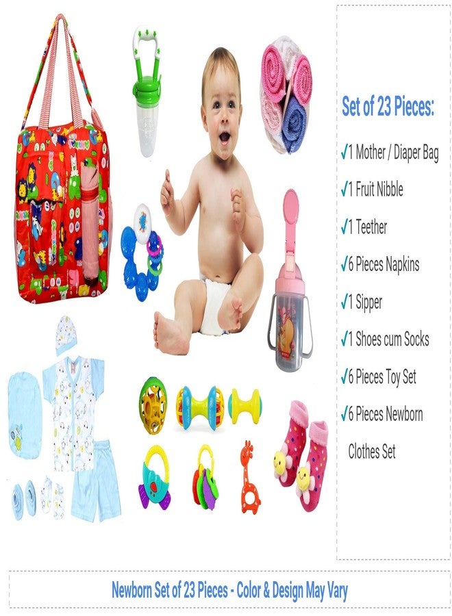 Unique Ideas New Born Baby Set for Baby Clothes, Feeding, Bag and Toys (23 Pieces Pack, 0-6 Month) - Image 2