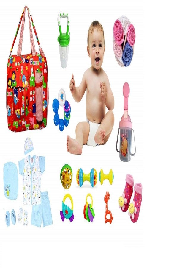 Unique Ideas New Born Baby Set for Baby Clothes, Feeding, Bag and Toys (23 Pieces Pack, 0-6 Month) - Image 1