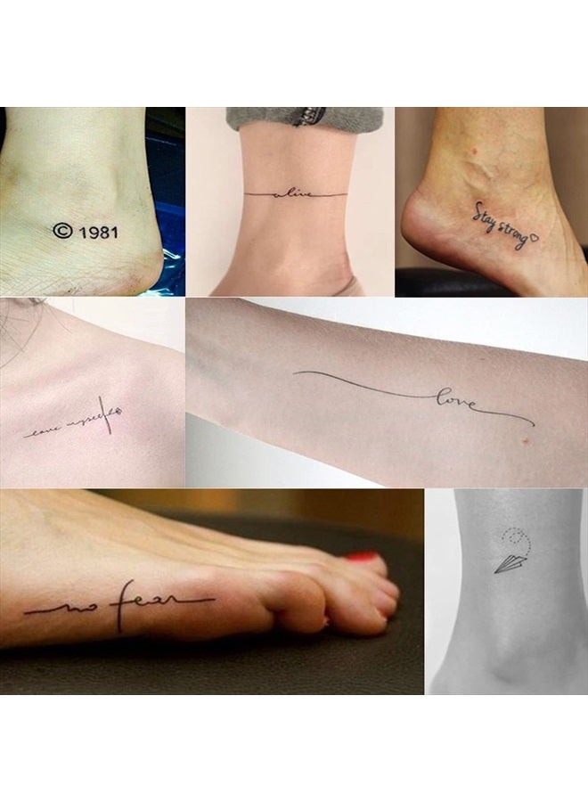 Everjoy تاتو مؤقت صغير واقعي من إيفرجوي - أكثر من 400 نمط، 60 قطعة من الاقتباسات الملهمة، الكلمات، الخطوط، الزهور، الأوراق، الأعمال الفنية، تاتو الرسائل للنساء، الرجال والبالغين - Image 1