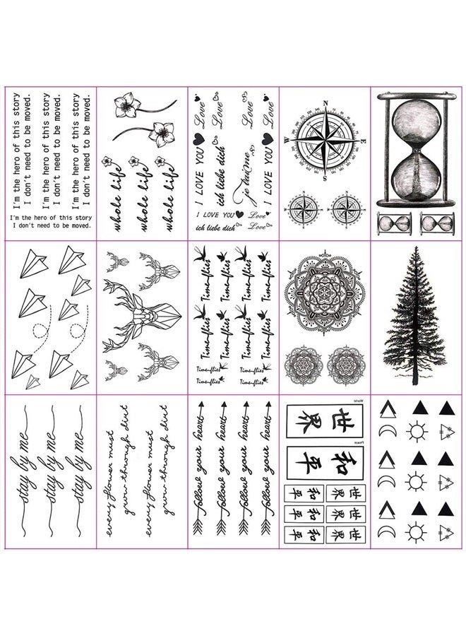 Everjoy تاتو مؤقت صغير واقعي من إيفرجوي - أكثر من 400 نمط، 60 قطعة من الاقتباسات الملهمة، الكلمات، الخطوط، الزهور، الأوراق، الأعمال الفنية، تاتو الرسائل للنساء، الرجال والبالغين - Image 5
