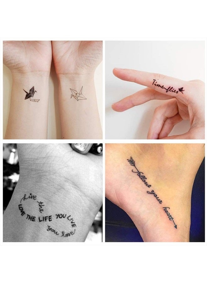 Everjoy تاتو مؤقت صغير واقعي من إيفرجوي - أكثر من 400 نمط، 60 قطعة من الاقتباسات الملهمة، الكلمات، الخطوط، الزهور، الأوراق، الأعمال الفنية، تاتو الرسائل للنساء، الرجال والبالغين - Image 3