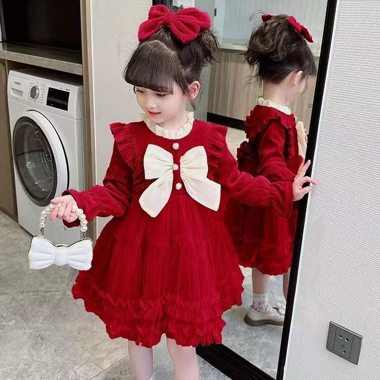 Girls' Princess Dress Autumn 2023 New Little Girl Western Style Baby Fluffy Dress Children Dress - Image 1