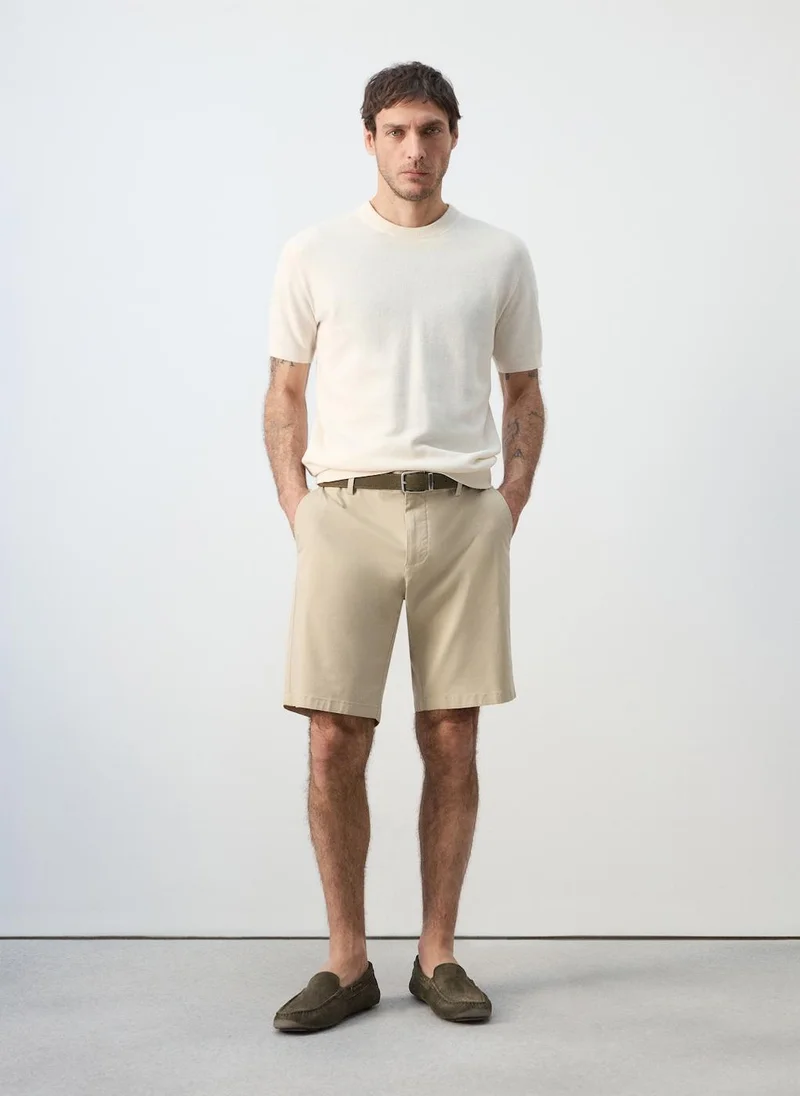 Mango Man  Slim-Fit Chino Cotton Bermuda Shorts for Men | Best Price UAE