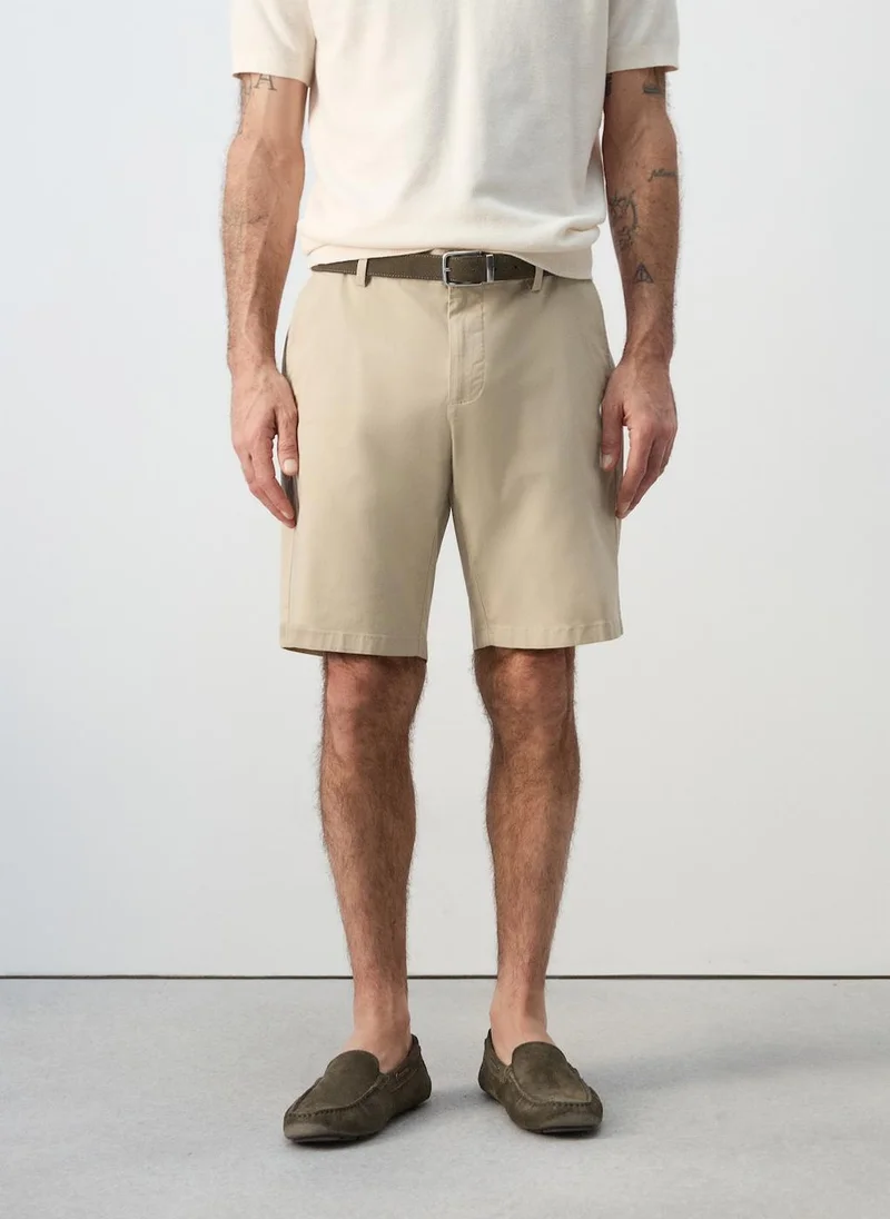 مانجو مان Slim-Fit Chino Cotton Bermuda Shorts