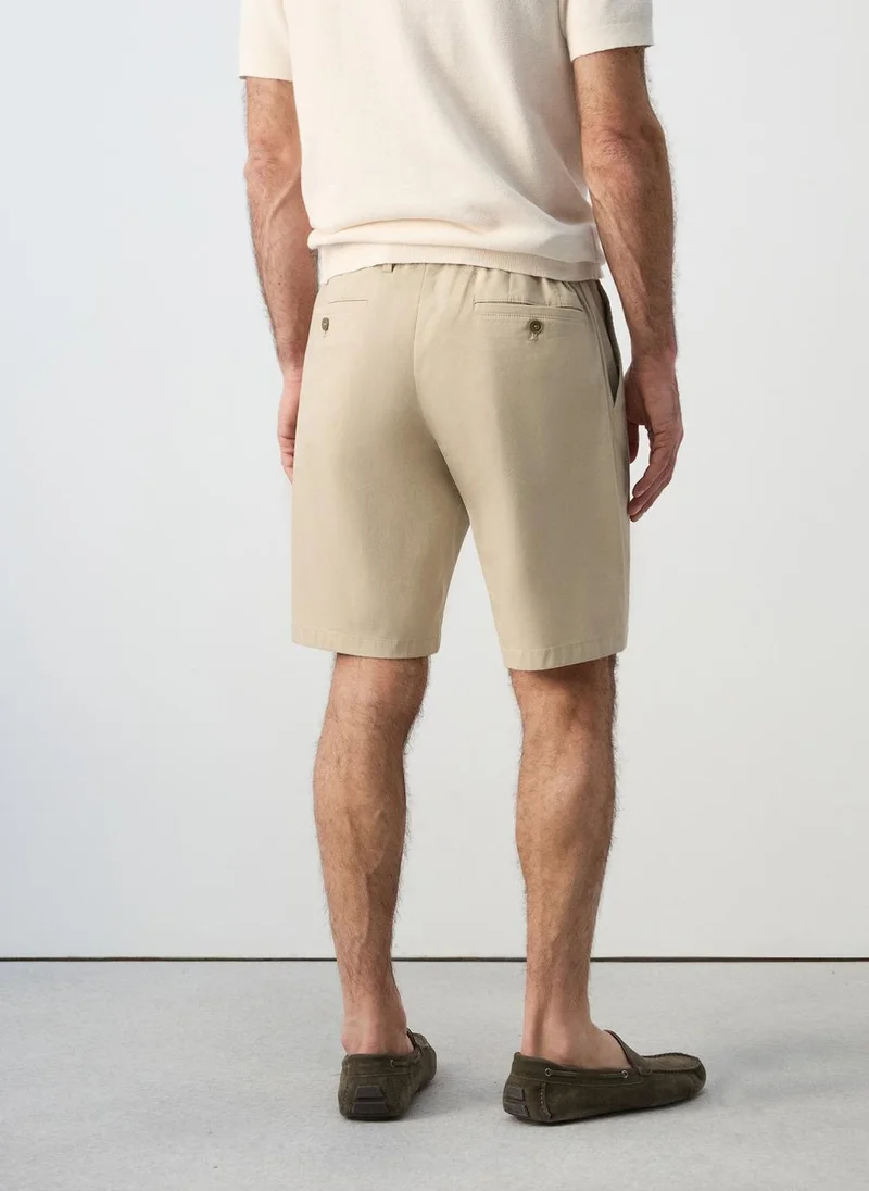 مانجو مان Slim-Fit Chino Cotton Bermuda Shorts