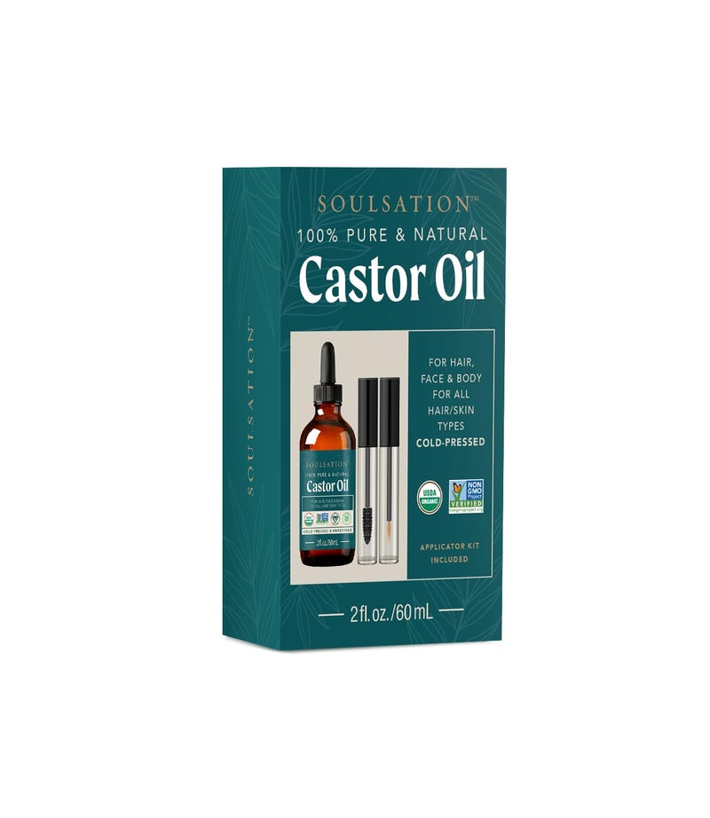 SOULSATION Organic Castor Oil for Eyelashes, Hair & Skin (2oz with Eyelash Kit) | 100% Pure, Natural Cold Pressed - Image 2