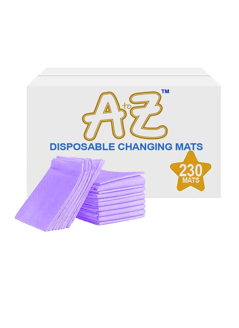 A TO Z A to Z - Disposable Changing Mat size (45cm x 60cm) Large- Premium Quality for Baby Soft Ultra Absorbent Waterproof - Pack of 230-Lavender  - Image 1