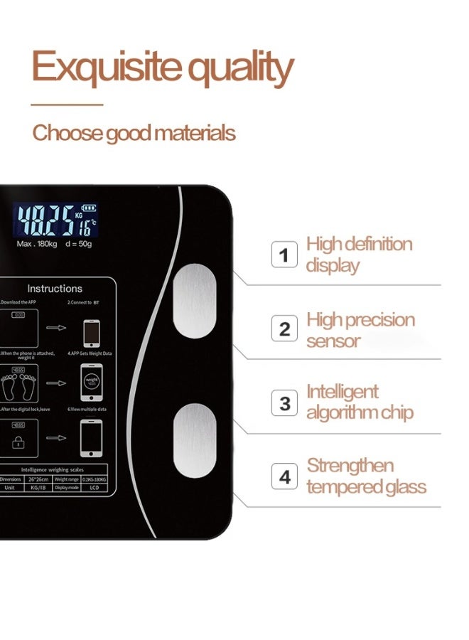 Generic White Smart Bluetooth Body Fat Scale, Digital Weight Scale with APP Sync - 50g High Precision, Measures 13+ Body Metrics (Body Fat, BMI, Muscle), 180kg Capacity, CESS Certified for Family Use  - Image 3
