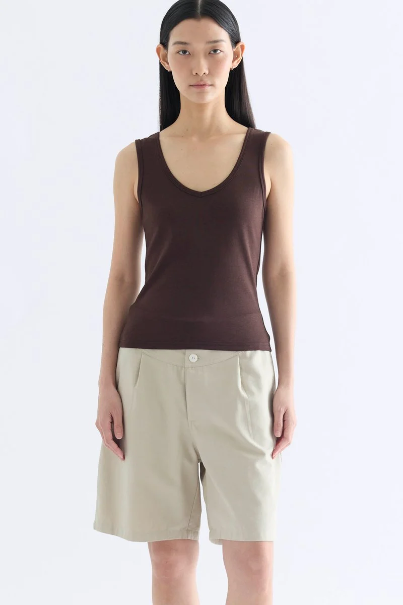The Editor's Market Taryn V Neck Tank - Mahogany