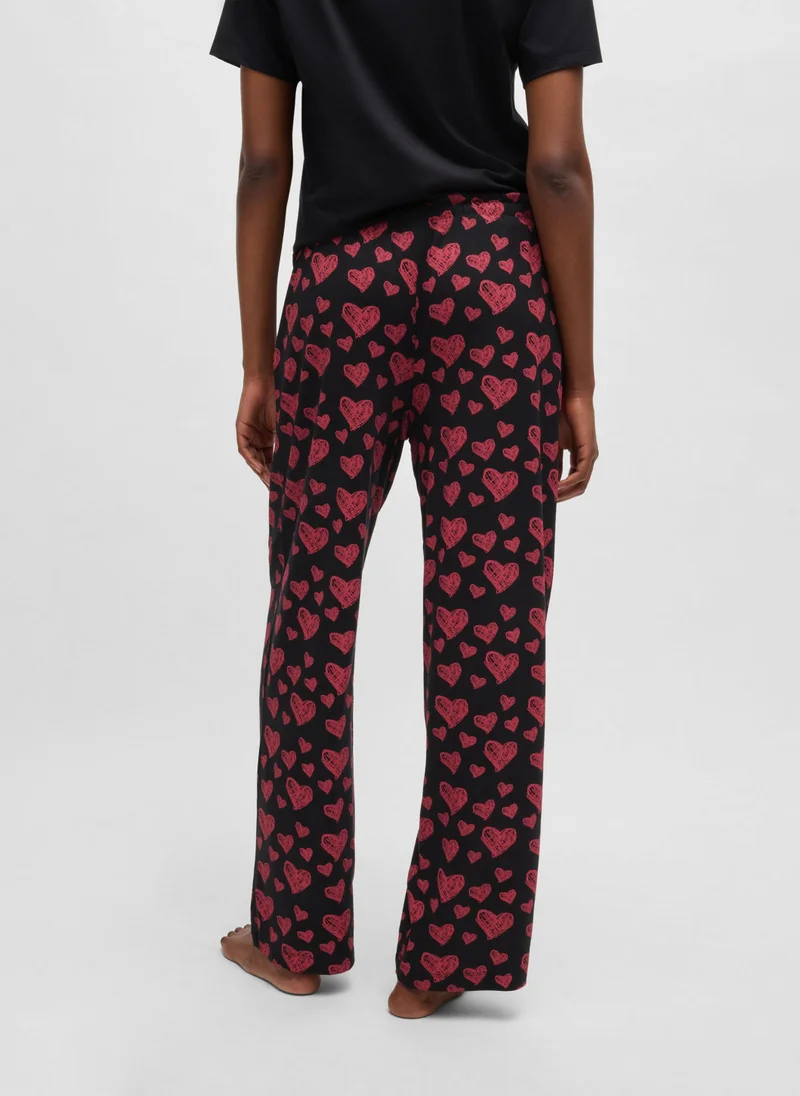 HUGO Modal-blend jersey pyjama bottoms with repeat heart print