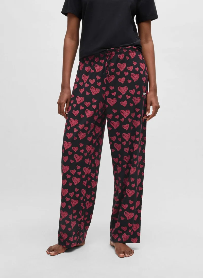 HUGO Modal-blend jersey pyjama bottoms with repeat heart print