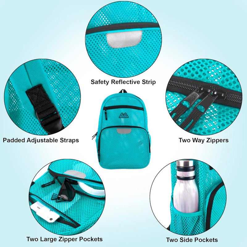 Summit Ridge Reflective Mesh School Backpack for Teens, Girls, Boys | Wire Frame Mesh Beach Backpack XL with Zipper - Image 2