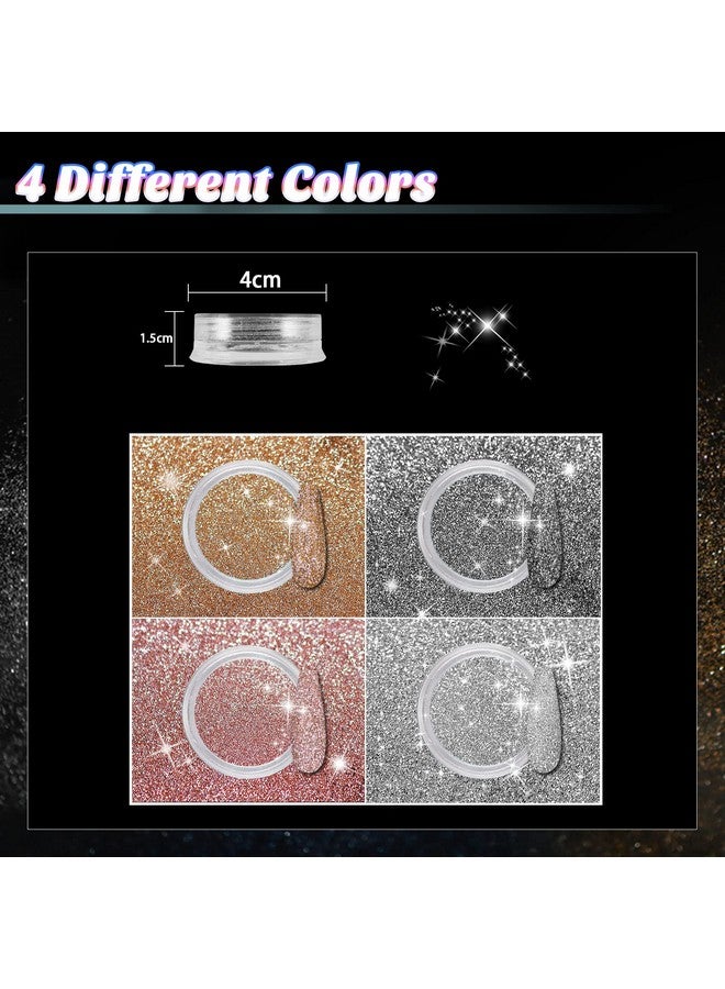 Allstarry Diamond Nail Glitter 4 Colors Sparkling Korea Reflective Diamond Glitter Dust Shiny Powder Pigment Nail Supplies For Nail Art Gel Polish Disco Party Nightclub Wedding Crafts - Image 5