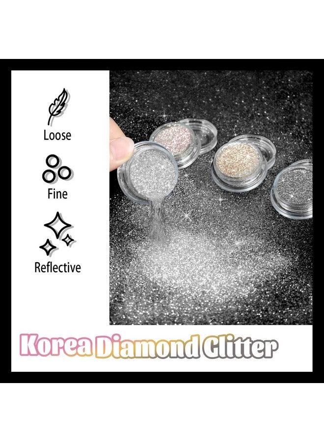 Allstarry Diamond Nail Glitter 4 Colors Sparkling Korea Reflective Diamond Glitter Dust Shiny Powder Pigment Nail Supplies For Nail Art Gel Polish Disco Party Nightclub Wedding Crafts - Image 3